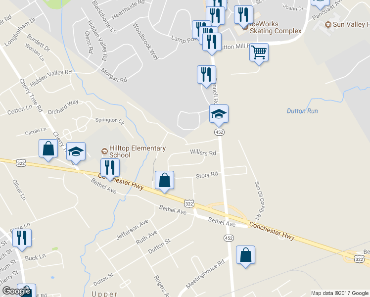 map of restaurants, bars, coffee shops, grocery stores, and more near 210 Willers Road in Aston