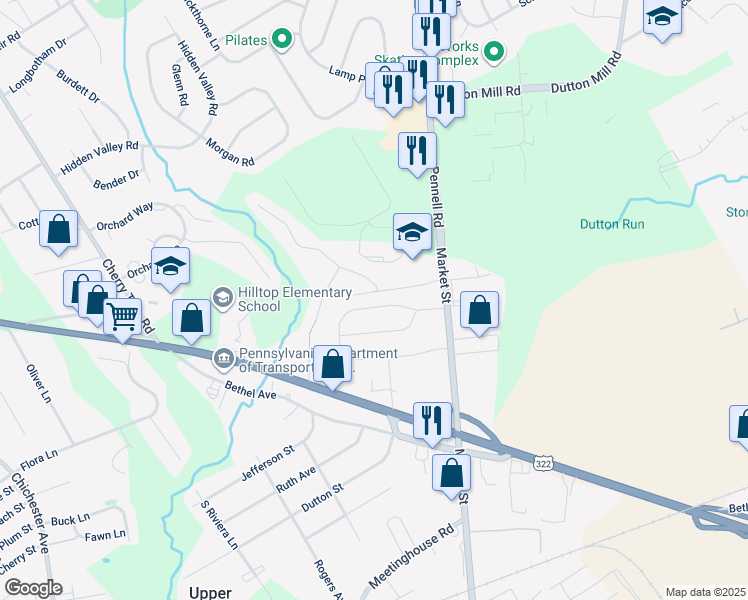 map of restaurants, bars, coffee shops, grocery stores, and more near 210 Willers Road in Aston