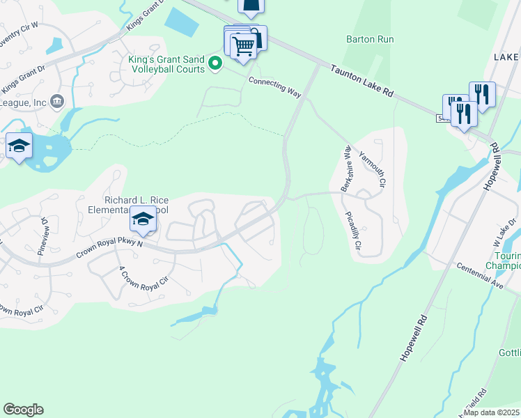 map of restaurants, bars, coffee shops, grocery stores, and more near 78 Eldon Way in Evesham