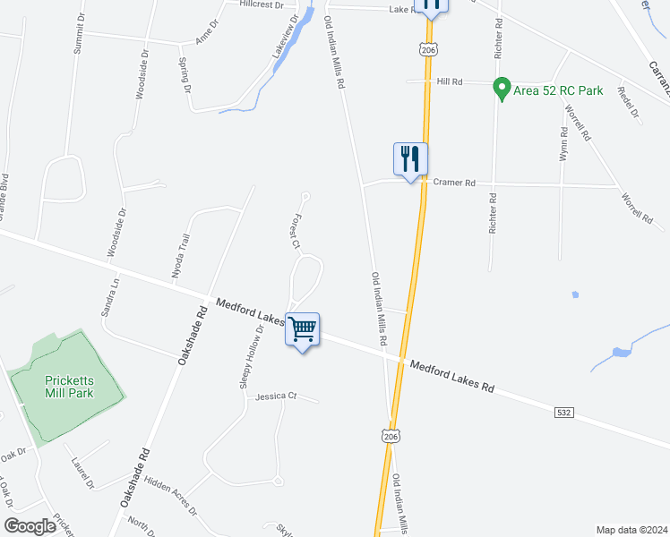 map of restaurants, bars, coffee shops, grocery stores, and more near 921 Old Indian Mills Road in Tabernacle