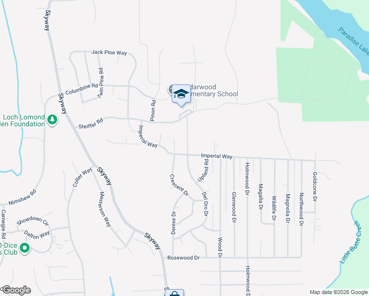 map of restaurants, bars, coffee shops, grocery stores, and more near 14889 Del Oro Drive in Magalia