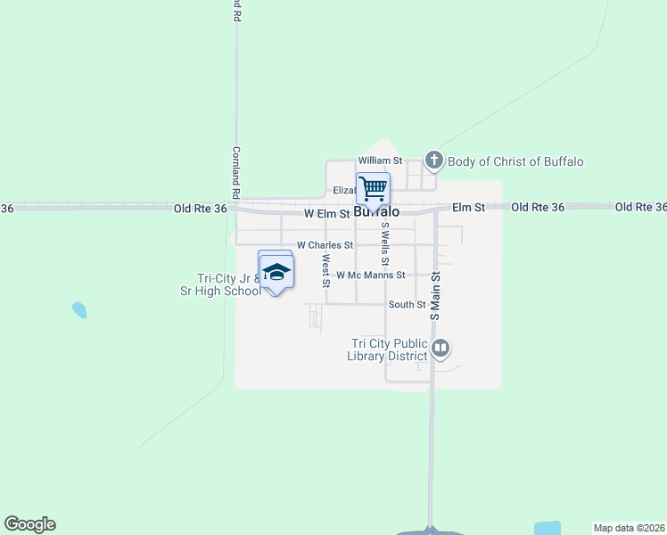 map of restaurants, bars, coffee shops, grocery stores, and more near W Mc Manns St in Buffalo