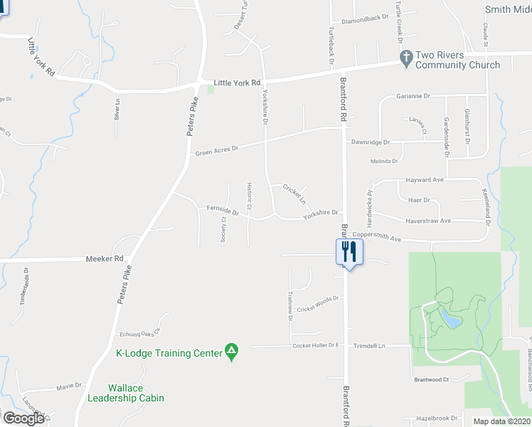 map of restaurants, bars, coffee shops, grocery stores, and more near 2875 Fernside Court in Dayton
