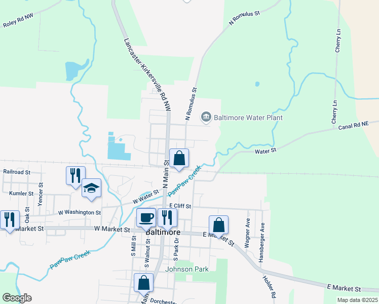 map of restaurants, bars, coffee shops, grocery stores, and more near 704 North Romulus Street in Baltimore