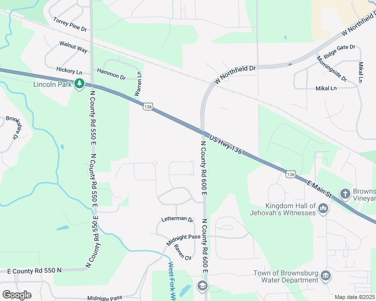 map of restaurants, bars, coffee shops, grocery stores, and more near 322 Arborglen Drive in Brownsburg