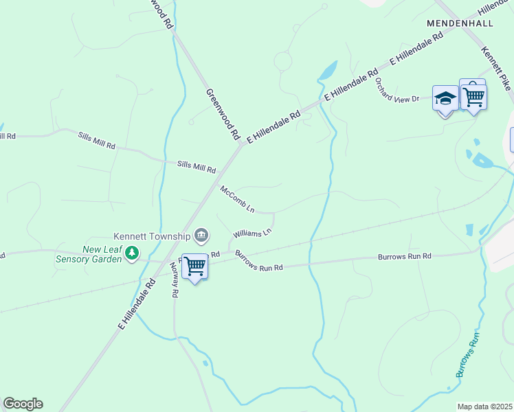 map of restaurants, bars, coffee shops, grocery stores, and more near 819 McComb Lane in Chadds Ford