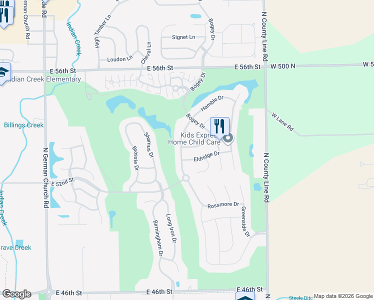 map of restaurants, bars, coffee shops, grocery stores, and more near 11627 Sinclair Drive in Indianapolis