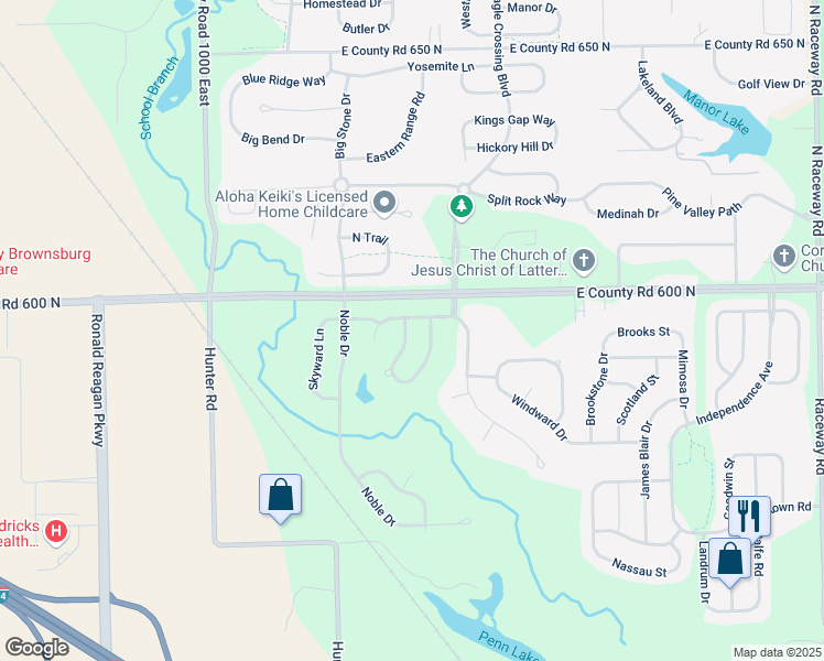 map of restaurants, bars, coffee shops, grocery stores, and more near 5913 Magnificent Lane in Indianapolis