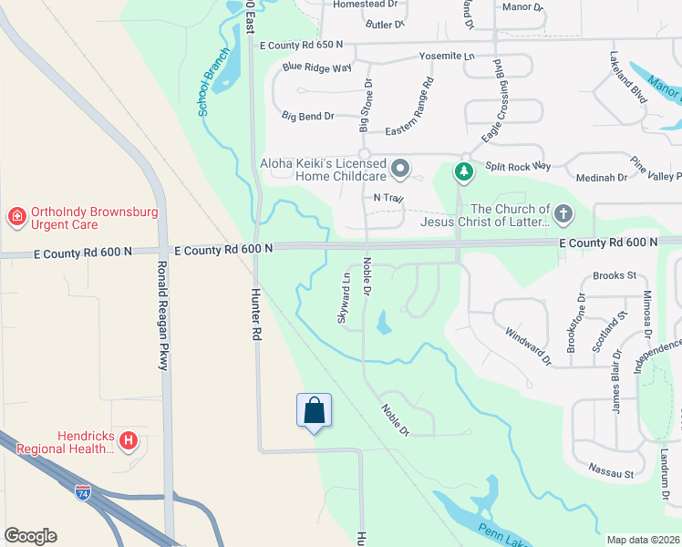 map of restaurants, bars, coffee shops, grocery stores, and more near 5914 Skyward Lane in Indianapolis
