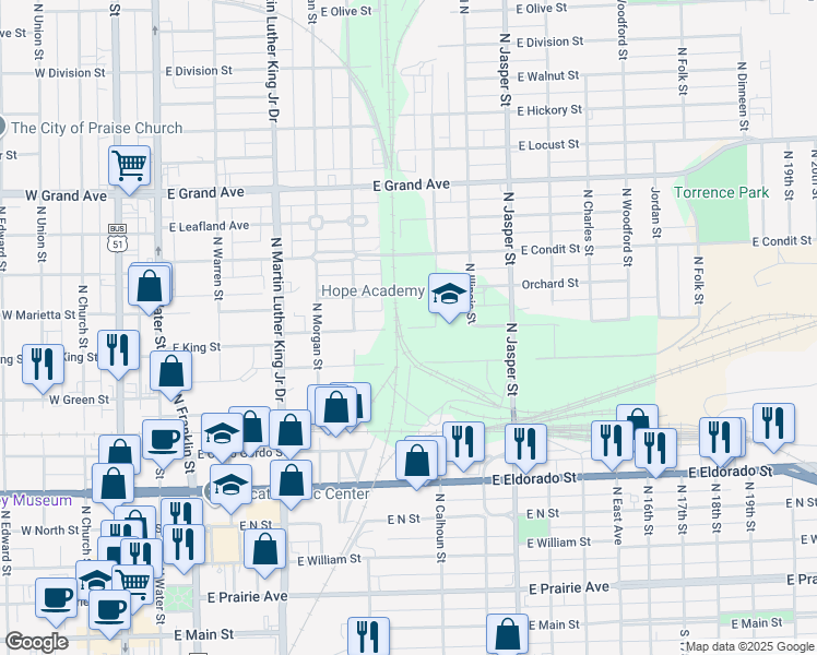 map of restaurants, bars, coffee shops, grocery stores, and more near 900 Orchard Street in Decatur