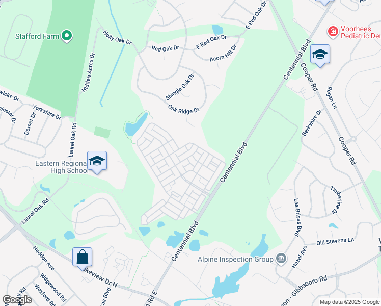 map of restaurants, bars, coffee shops, grocery stores, and more near 19 Hopkins Street in Voorhees Township