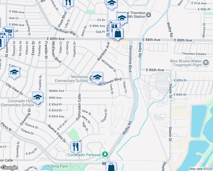 map of restaurants, bars, coffee shops, grocery stores, and more near 2261 Mable Avenue in Denver