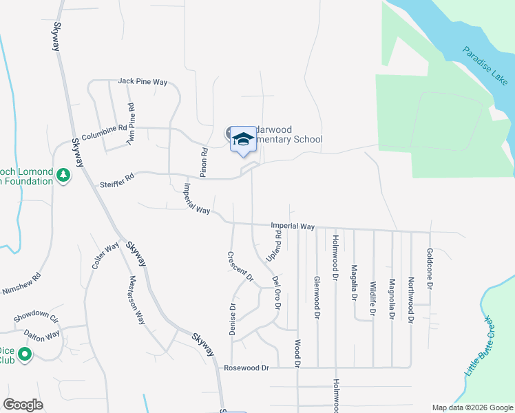 map of restaurants, bars, coffee shops, grocery stores, and more near 14889 Del Oro Drive in Magalia