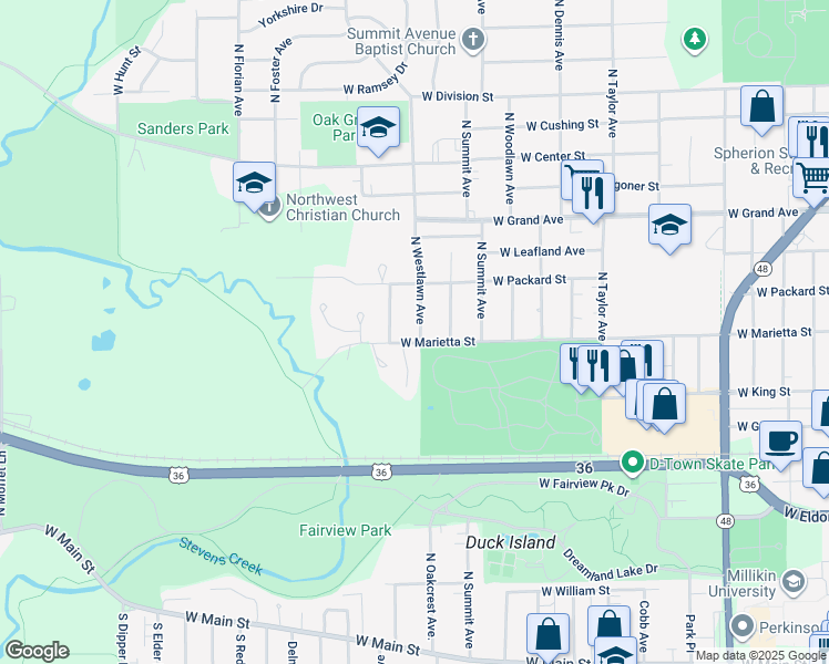 map of restaurants, bars, coffee shops, grocery stores, and more near 1015 North Westlawn Avenue in Decatur