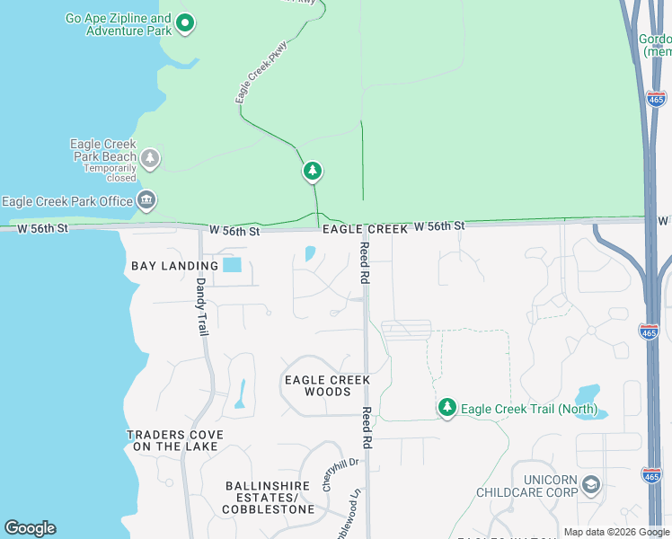 map of restaurants, bars, coffee shops, grocery stores, and more near 5502 Spicebush Drive in Indianapolis