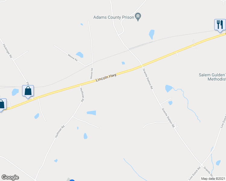 map of restaurants, bars, coffee shops, grocery stores, and more near 2325 York Road in Gettysburg