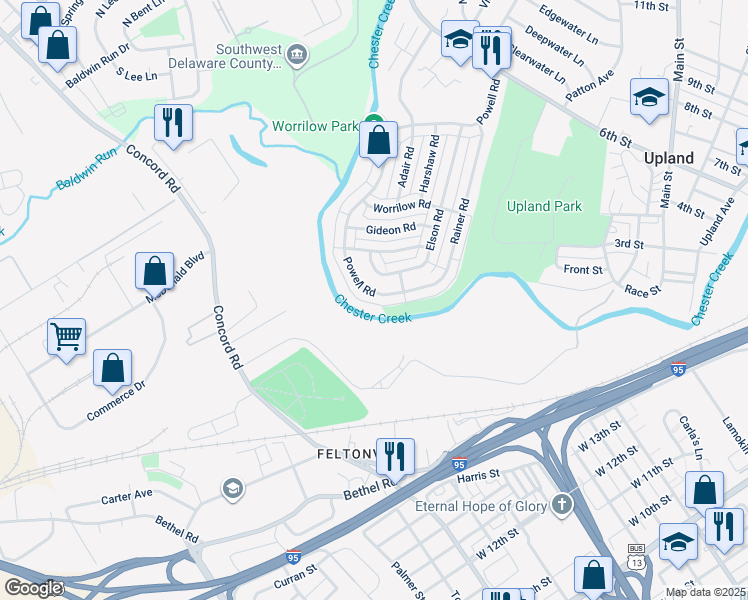 map of restaurants, bars, coffee shops, grocery stores, and more near 1664 Powell Road in Brookhaven