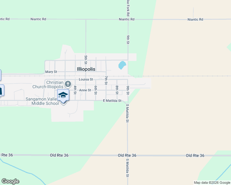 map of restaurants, bars, coffee shops, grocery stores, and more near 766 Matilda Street in Illiopolis
