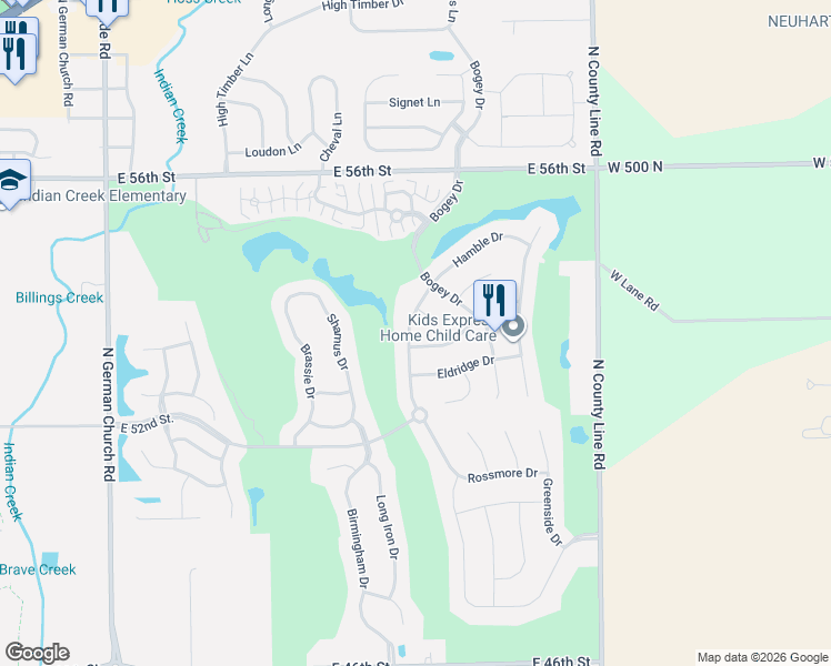 map of restaurants, bars, coffee shops, grocery stores, and more near 11627 Sinclair Drive in Indianapolis