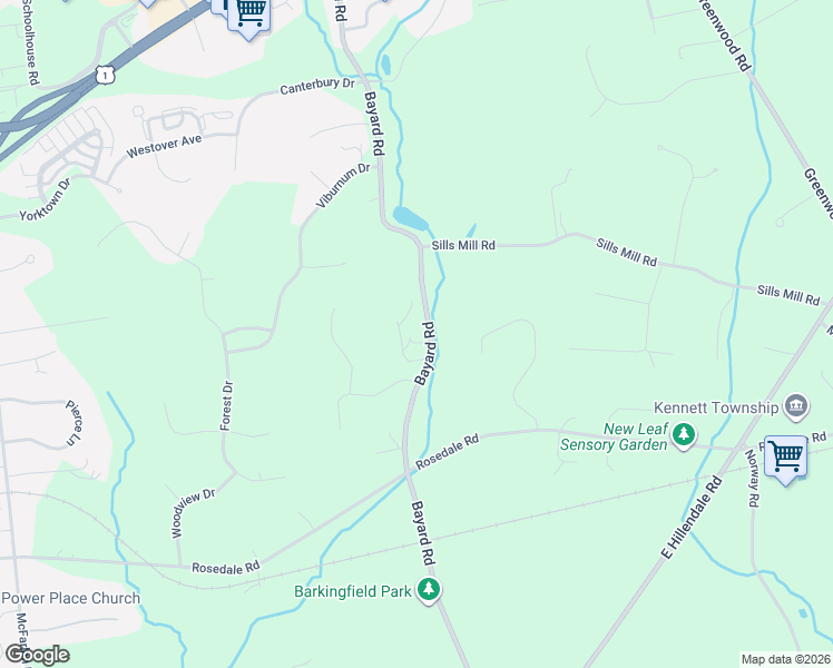 map of restaurants, bars, coffee shops, grocery stores, and more near 450 Bayard Road in Kennett Square