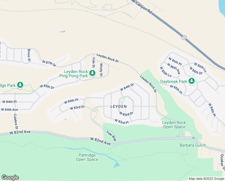map of restaurants, bars, coffee shops, grocery stores, and more near 17673 West 84th Drive in Arvada