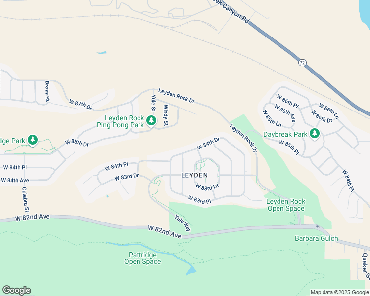 map of restaurants, bars, coffee shops, grocery stores, and more near 17673 West 84th Drive in Arvada