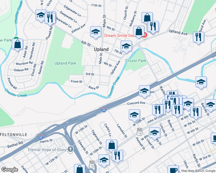 map of restaurants, bars, coffee shops, grocery stores, and more near 6 Front Street in Brookhaven