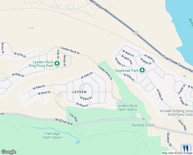 map of restaurants, bars, coffee shops, grocery stores, and more near in Arvada