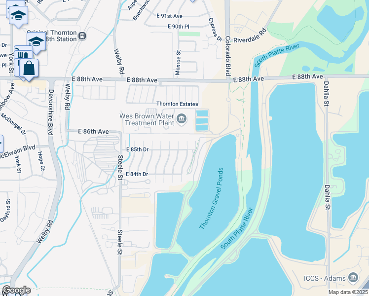 map of restaurants, bars, coffee shops, grocery stores, and more near 8580 Jackson Court in Denver