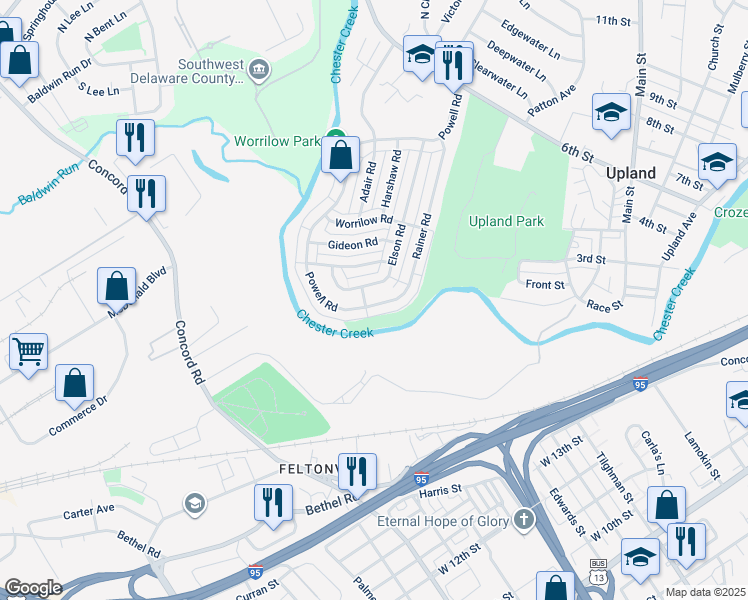 map of restaurants, bars, coffee shops, grocery stores, and more near 1543 Rainer Road in Brookhaven