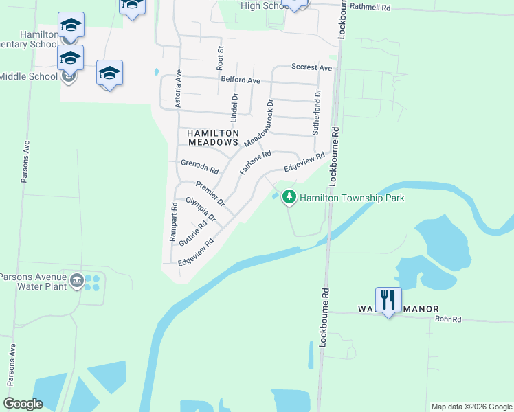 map of restaurants, bars, coffee shops, grocery stores, and more near 5208 Edgeview Road in Columbus
