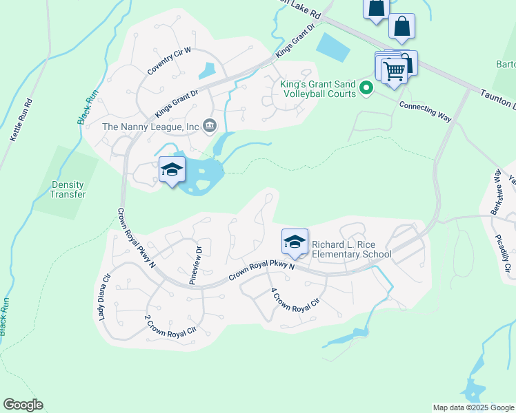 map of restaurants, bars, coffee shops, grocery stores, and more near 57 Five Crown Royal in Evesham