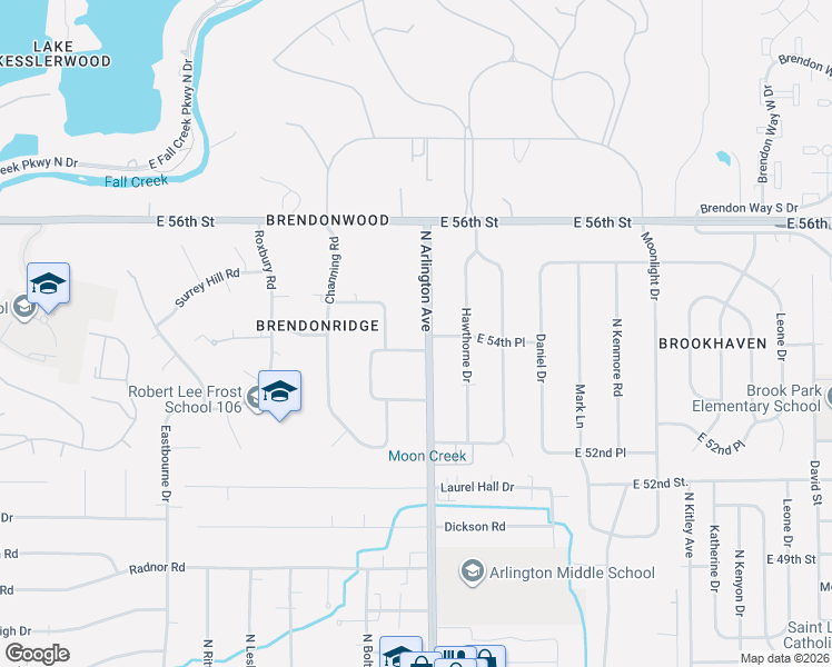 map of restaurants, bars, coffee shops, grocery stores, and more near 5420 North Arlington Avenue in Indianapolis