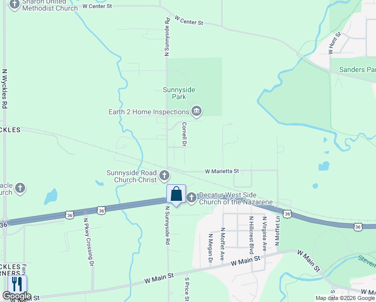 map of restaurants, bars, coffee shops, grocery stores, and more near 3700-3732 W Richland Dr in Decatur