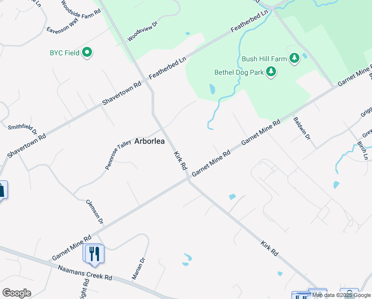 map of restaurants, bars, coffee shops, grocery stores, and more near 39 Kirk Road in Garnet Valley