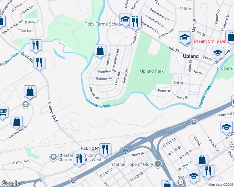 map of restaurants, bars, coffee shops, grocery stores, and more near 3930 Elson Road in Brookhaven