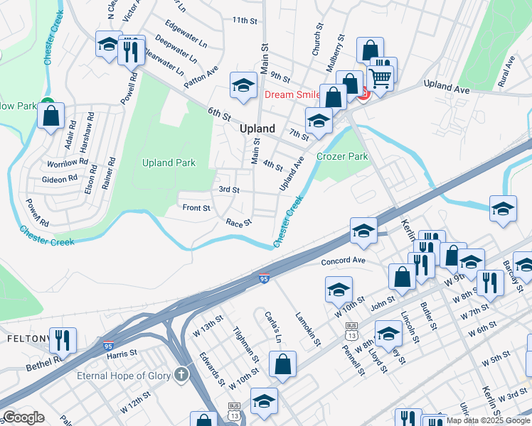 map of restaurants, bars, coffee shops, grocery stores, and more near 15 Front Street in Brookhaven
