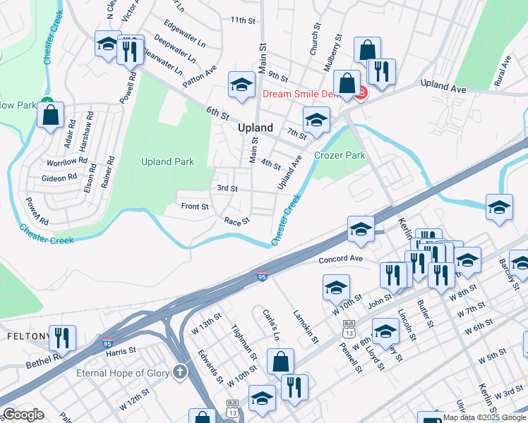 map of restaurants, bars, coffee shops, grocery stores, and more near 15 Front Street in Brookhaven