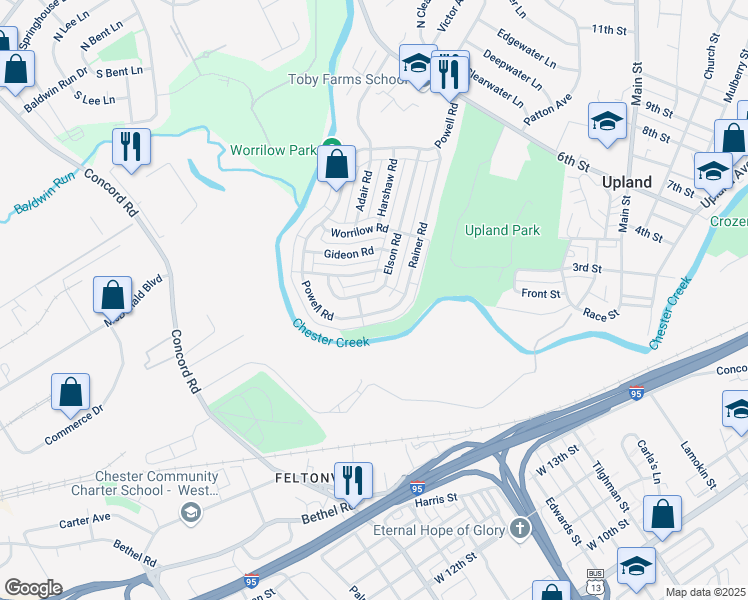 map of restaurants, bars, coffee shops, grocery stores, and more near 3938 Elson Road in Brookhaven