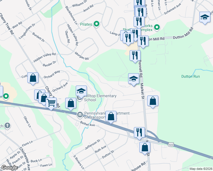 map of restaurants, bars, coffee shops, grocery stores, and more near 4313 Somerset Lane in Aston