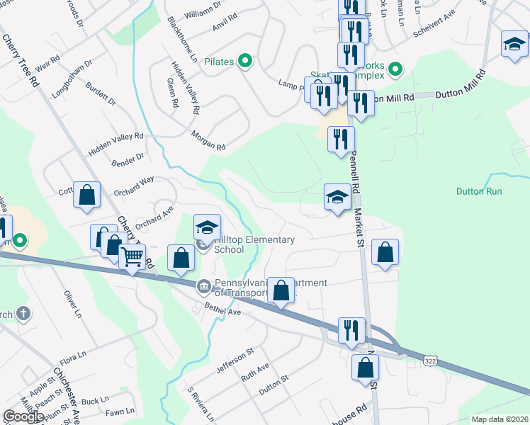 map of restaurants, bars, coffee shops, grocery stores, and more near 4313 Somerset Lane in Aston