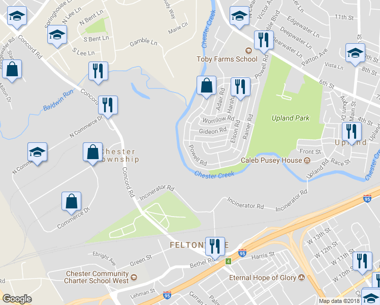 map of restaurants, bars, coffee shops, grocery stores, and more near 1622 Powell Road in Brookhaven