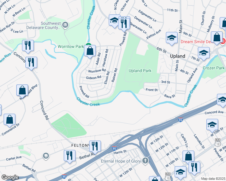 map of restaurants, bars, coffee shops, grocery stores, and more near 1462 Rainer Road in Brookhaven
