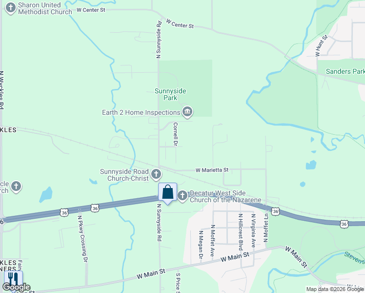 map of restaurants, bars, coffee shops, grocery stores, and more near 3700 West Richland Drive in Decatur