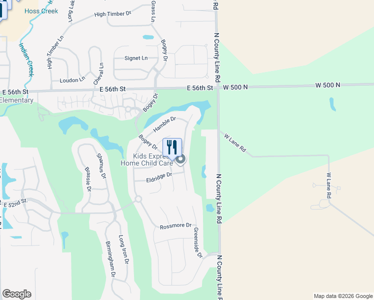 map of restaurants, bars, coffee shops, grocery stores, and more near 5355 Hammock Glen Drive in Indianapolis