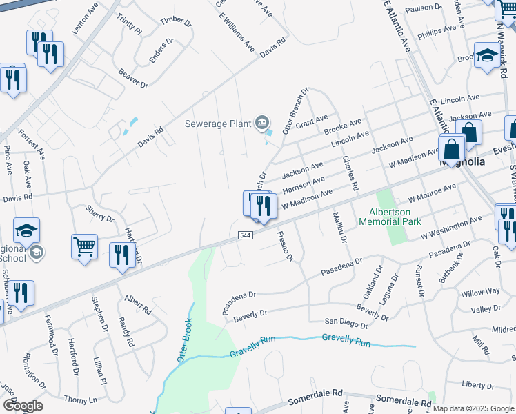 map of restaurants, bars, coffee shops, grocery stores, and more near 729 West Madison Avenue in Magnolia