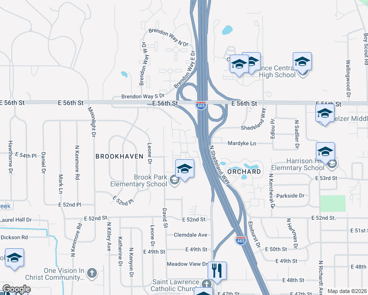 map of restaurants, bars, coffee shops, grocery stores, and more near 5418 Calder Way in Lawrence