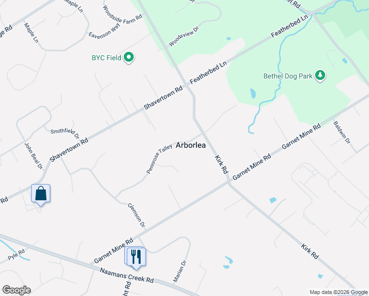 map of restaurants, bars, coffee shops, grocery stores, and more near 5 Pennrose Talley in Garnet Valley