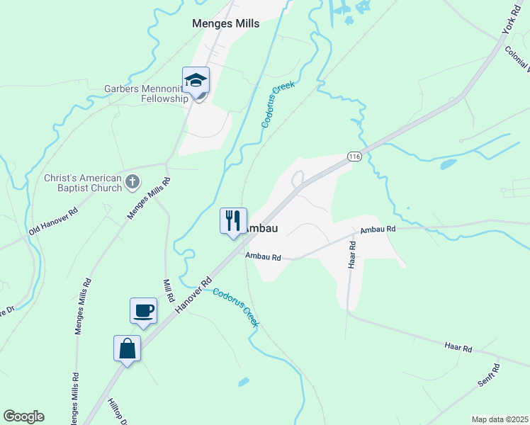 map of restaurants, bars, coffee shops, grocery stores, and more near 5921 York Road in Spring Grove
