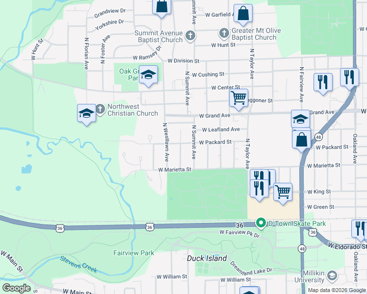 map of restaurants, bars, coffee shops, grocery stores, and more near 1074 North Oakcrest Avenue in Decatur